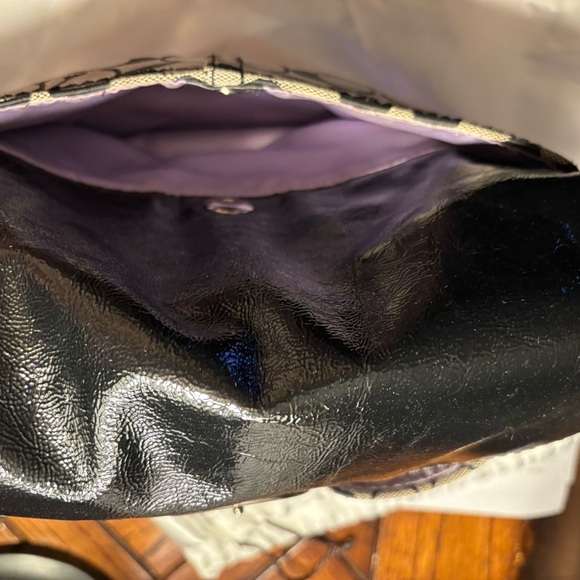 COACH Bleeker 12562 Shoulder Bag Black Patent Leather/Signature Canvas Medium - Picture 5 of 16